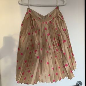 👚👖2/$40 Kate Spade Size 6 Cream Pink Polka Dot Silk Pleated Skirt